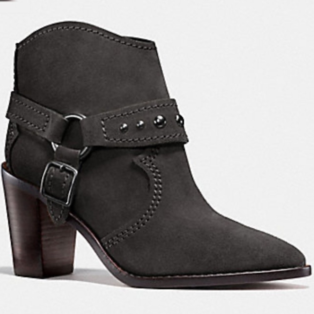 COACH Suede (EUC) Charcoal Short Boots, Size 10B